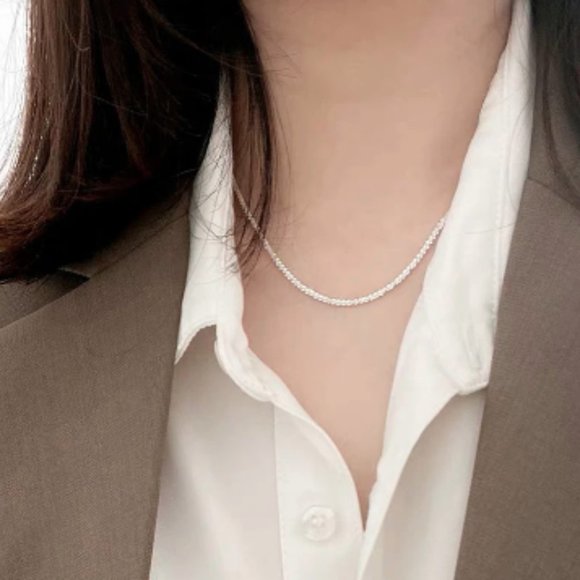 🍏50% OFF/3+...Silver Plated Necklace with Green Crystal Pendant - Picture 15 of 16